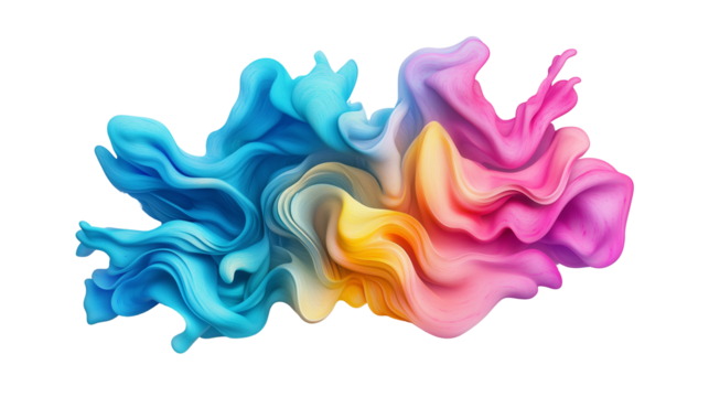 Vibrant Watercolor Splash Burst in Blue, Pink, and Yellow - Abstract Art on White Background