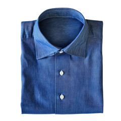 Folded blue shirt on transparent background