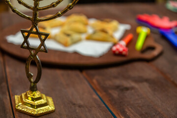 Sweet pastries triangular gomentashi ears of aman for the holiday of Purim