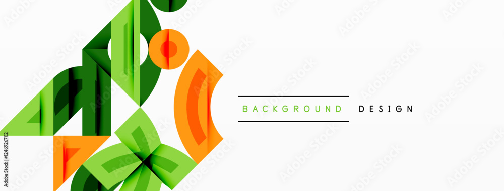 Aufkleber Abstract geometric background with shapes, featuring circular and rounded elements. Bold contrast, smooth gradients, dynamic composition, futuristic style