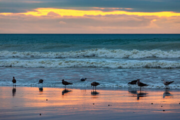 Sunset at the beach of Dieppe in the Normandy