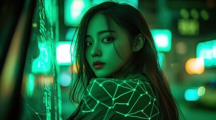 Cyberpunk Girl in Neon City