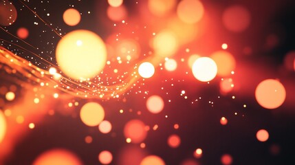 Abstract digital wave of glowing fluid moving dots on a dark background creating a bokeh effect