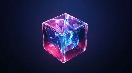 Neon Cube: Abstract 3D Render of a Glowing Crystal