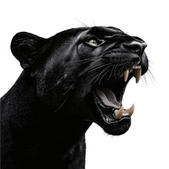 A black panther roaring on transparent background