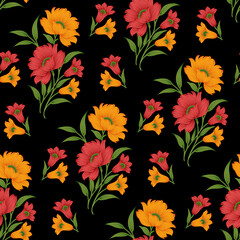 seamless color full paisley flower leaf bunch pattern