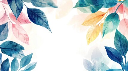 Watercolor Leaves Frame for Creative Backgrounds and Designs