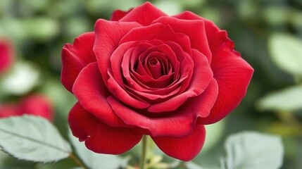 A Stunning Red Rose in Bloom