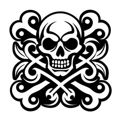 A solid style icon of skull tattoo