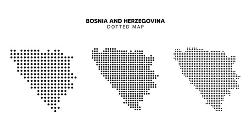 Fototapeta premium Set of Bosnia and Herzegovina dotted map vector on white isolated