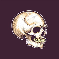 Side view Vintage Style skull Design