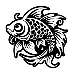 Fish tattoo icon in filled style