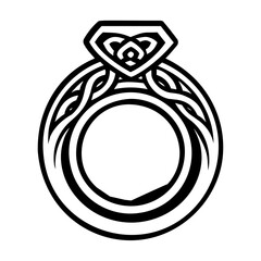A glyph style icon of gold ring symbol