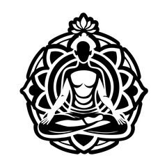 A solid style icon of meditation pose symbol