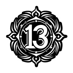 A filled style icon of number tattoo