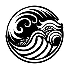 A glyph style icon of ocean wave symbol