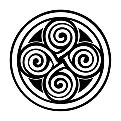 A glyph style icon of triskelion symbol
