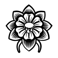 A filled style icon of flower tattoo