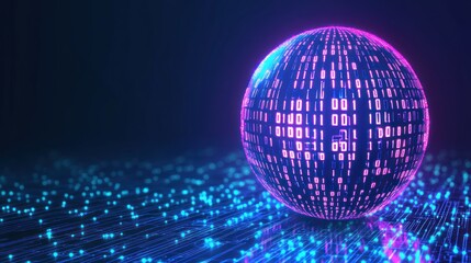 Obraz premium Binary Globe: A Digital Sphere of Data and Information