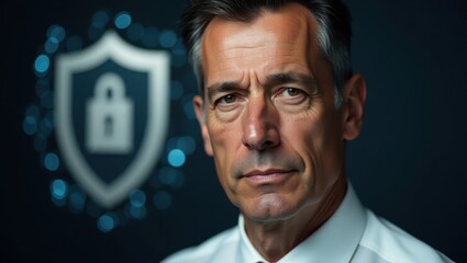 Fototapeta premium Business professional portrait showcasing expertise in cybersecurity and data protection