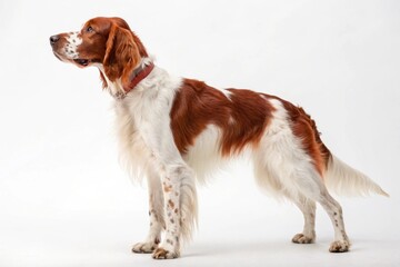 irish red and white setter dog isolated on white background