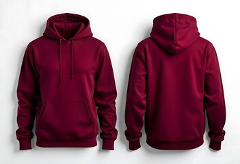 Photorealistic Maroon Hoodie Mockup: Front & Back, Editable Apparel Template