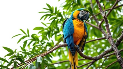 Obraz premium Tropical Splendor: Macaw Perched on Verdant Branch