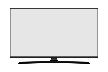 4K TV flat screen realistic illustration, White blank monitor mockup. wide flatscreen monitor