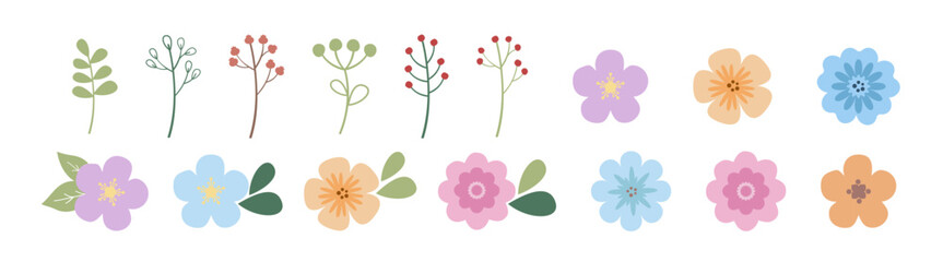 Set of floral elements. Flower icon set.  Abstract flower icon. Vector illustrator.