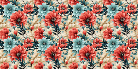 Obraz premium Seamless watercolor floral pattern - green leaves and branches composition on background, perfect for wrappers, wallpapers, postcards, greeting cards, wedding invitations, romantic events