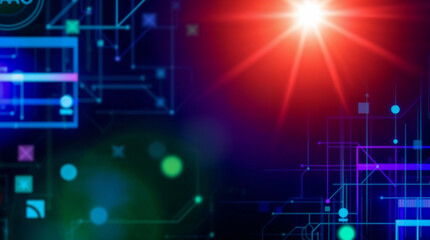Fototapeta premium Bright light shining on futuristic electronic connections and data flow