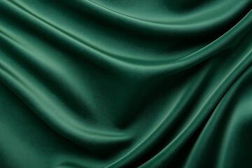 Obraz premium Luxurious dark green velvet fabric with smooth drapery and elegant folds creates rich texture. Perfect for adding sophistication to any design project