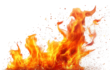 Isolated fire and flame isolated on transparent background. PNG