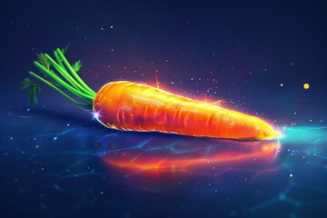 Glowing carrot with futuristic background