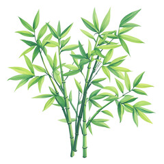 Obraz premium A lush green bamboo plant featuring slender stalks and pointed leaves, showcasing a vibrant, natural aesthetic.