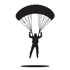 Silhouette vector illustration of a parachutist in freefall on a white background
