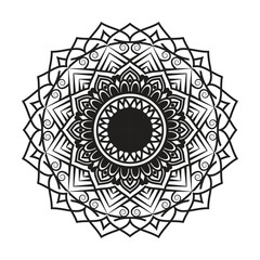 The black color pattern mandala floral circle illustration design. 