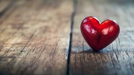Fototapeta premium Heart Shaped Red Candle on Rustic Wooden Table for Romantic Ambience : Generative AI
