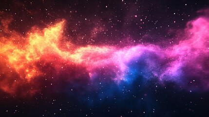 Obraz premium Colorful cosmic dust cloud with vibrant hues and sparkling particles in a dark space scene