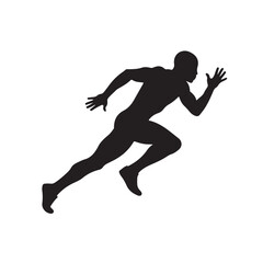 Silhouette vector illustration of a sprinter running on a white background
