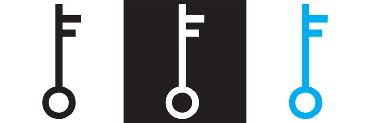 Long door key icon. isolated on white and black background. vector illustration. EPS 10