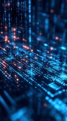 Futuristic Digital Blue and Red Data Stream Background for Technology Themes : Generative AI