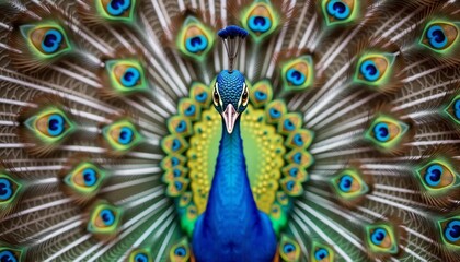 Obraz premium Close-up of peacock feathers with vibrant eye-like patterns