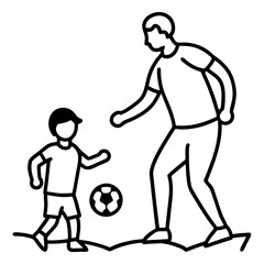  A father and child playing soccer in a park silhouette vector illustration 