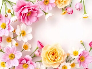 Artistic illustration. Background in shades of pink. Close up of flowers