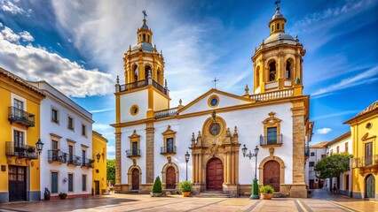 Naklejka premium Ronda Spain, Santa Cecilia Church Square, Architectural Photography, May 2022