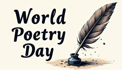 Vibrant banner celebrating World Poetry Day with artistic quills and ink, reflecting the emotion of writing and art.