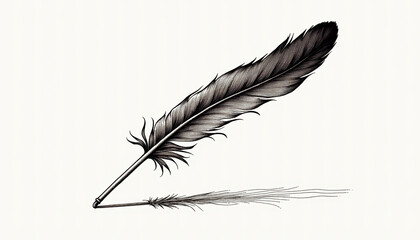 Elegant vintage feather pen illustration for World Poetry Day banner, celebrating the art of writing and creative expression.