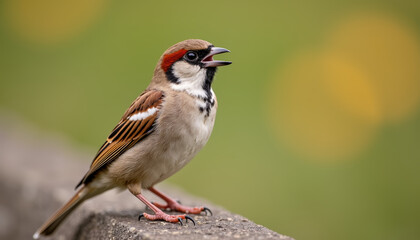 Beautiful banner design for World Sparrow Day featuring a vibrant image of a sparrow perched on a branch, promoting awareness of avian conservation.