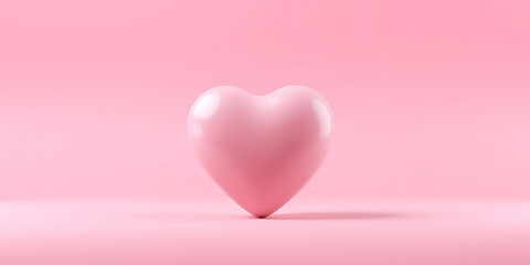 Pastel heart, delicate soft design greeting card for Valentines Day and love celebration, Top View of a Pink Heart on a light pink Background. Romantic Template with Copy Space